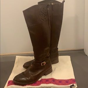 Tory Burch - Marlene Brown Leather Riding Boots